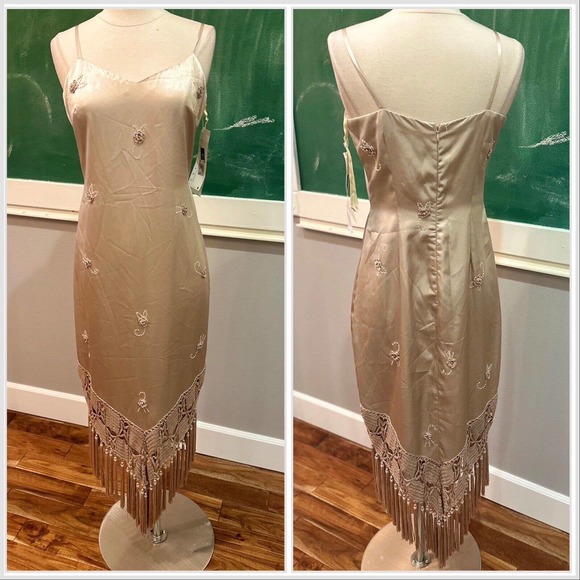 Vintage Sue Wong Nocturne Dress sz 8 NWT STUNNING Champagne crochet - Picture 2 of 10